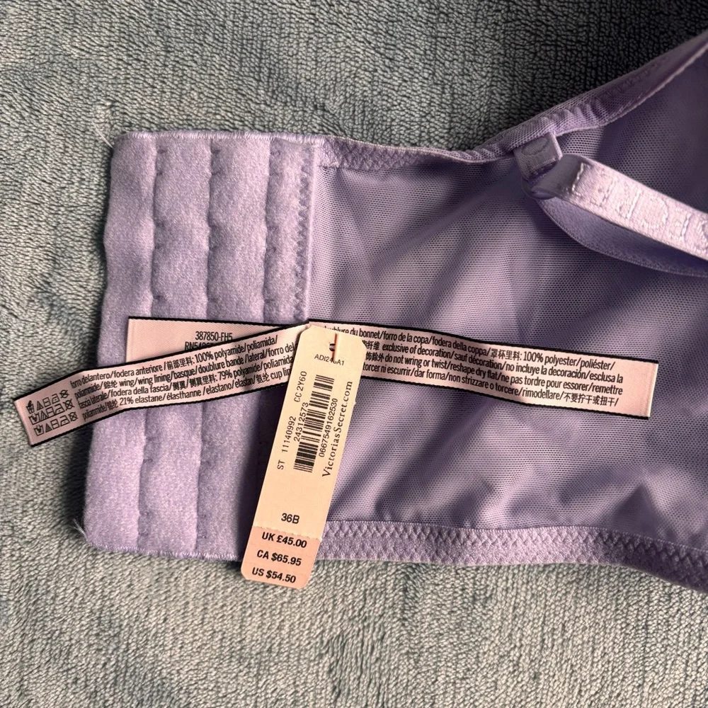 Victoria’s Secret Bra Lace Purple Bustier Corset Lingerie Bralette Size 36 B-NWT - Picture 3 of 5